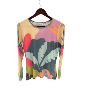 Atelier5 Womens Long-Sleeve Lightweight Floral Print Top Size M Polyester/Rayon